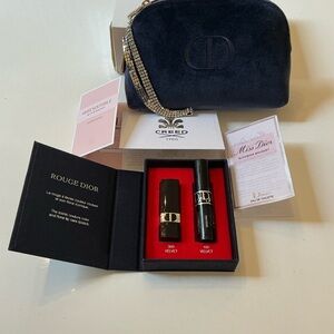 Dior Rouge Velvet Lipstick Set with Navy Pouch